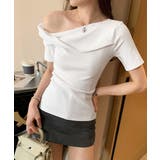 ホワイト | 片方オフショルtシャツ レディース 半袖 | Miniministore