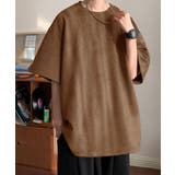 ブラウン | メンズtシャツ 半袖 スエード調Tシャツ | AsaAura