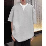 グレー | 半袖Tシャツ メンズ 重ね着風カットソー | AsaAura