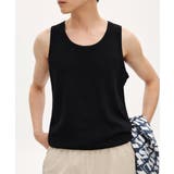 ブラック | Uネックリブタンクトップメンズトップス夏 | AsaAura