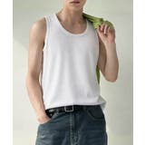 ホワイト | Uネックリブタンクトップメンズトップス夏 | AsaAura