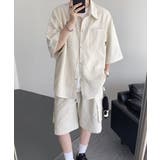 アイボリー | 涼しいシアサッカー五分袖トップス カーゴショートパンツ半ズボン春夏 かっこいい夏… | SUNSHINE CLOSET