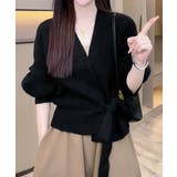 ブラック | ニットトップス カシュクールニット 韓国 | Miniministore