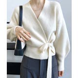 アイボリー | ニットトップス カシュクールニット 韓国 | Miniministore