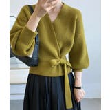 黄緑色 | ニットトップス カシュクールニット 韓国 | Miniministore