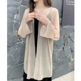 ベージュ | シアーロングカーディガン フレア袖羽織り | ANGELCLOSET