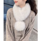 オフホワイト | ポンポン付きフェイクファーマフラー暖かい | Miniministore
