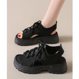ブラック | 厚底スポーツサンダル レディース 韓国風 | Miniministore