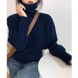ネイビー | タートルネックニットトップス レディース | Miniministore