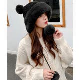 ブラック | ダブルポンポンニット帽子 ファー帽子韓国 | Miniministore