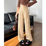 ベージュ | ストライプワイドパンツ春夏秋ロングパンツ | SUNSHINE CLOSET