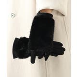 ブラック | タッチパネル対応ファー付き手袋スエード調 | Miniministore