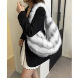 ホワイト*グレー | ハーフムーンファーショルダートートバッグ | SUNSHINE CLOSET