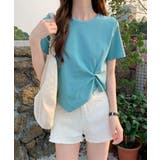 ブルー | アシンメトリーTシャツ半袖クルーネックt | Miniministore