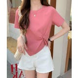 チェリーピンク | アシンメトリーTシャツ半袖クルーネックt | Miniministore