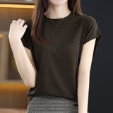 ブラウン | 韓国 フレンチスリーブ ニットTシャツ | SUNSHINE CLOSET