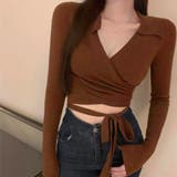 ココアブラウン | カシュクールニット 着やせトップス 韓国 | Miniministore