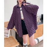 パープル | ハートジャガードシャツカーディガン春夏秋 | Miniministore
