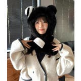 ブラック | くまみみ帽子 マフラー付きファー帽子暖か | Miniministore