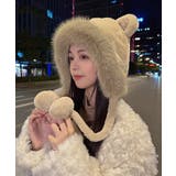 ベージュ | レディースファー帽子 くま耳帽子 暖かい | ANGELCLOSET