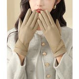 ベージュ | スエード調手袋裏起毛 リボン付き手袋防寒 | Miniministore