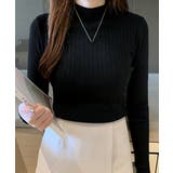韓国リブニットトップス ハイネック 長袖 | Miniministore | 詳細画像2 