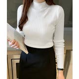 韓国リブニットトップス ハイネック 長袖 | Miniministore | 詳細画像3 