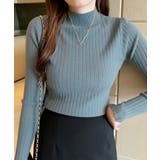 韓国リブニットトップス ハイネック 長袖 | Miniministore | 詳細画像7 