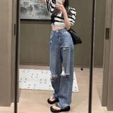 ダメージデニムレディースクラッシュデニム | Miniministore | 詳細画像7 