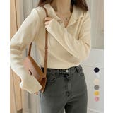 ポロニットトップス秋新作リブニット韓国風 | Miniministore | 詳細画像1 