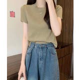 リブニットトップスサマーニット半袖春夏服 | Miniministore | 詳細画像10 
