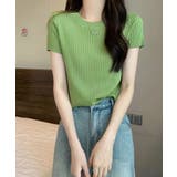 リブニットトップスサマーニット半袖春夏服 | Miniministore | 詳細画像14 