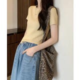 リブニットトップスサマーニット半袖春夏服 | Miniministore | 詳細画像7 