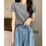 リブニットトップスサマーニット半袖春夏服 | Miniministore | 詳細画像9 