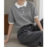 配色襟付き半袖 ポロニットトップス韓国風 | Miniministore | 詳細画像11