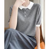 配色襟付き半袖 ポロニットトップス韓国風 | Miniministore | 詳細画像12