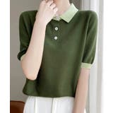 配色襟付き半袖 ポロニットトップス韓国風 | Miniministore | 詳細画像13