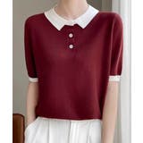 配色襟付き半袖 ポロニットトップス韓国風 | Miniministore | 詳細画像16