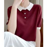 配色襟付き半袖 ポロニットトップス韓国風 | Miniministore | 詳細画像18