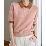 配色襟付き半袖 ポロニットトップス韓国風 | Miniministore | 詳細画像3