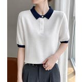 配色襟付き半袖 ポロニットトップス韓国風 | Miniministore | 詳細画像6