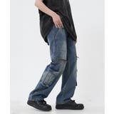デニムカーゴパンツ 韓国風ワイドジーンズ | Miniministore | 詳細画像1 