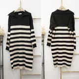 ボーダーワンピース 韓国 Vネックニット | Miniministore | 詳細画像3 