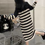 ボーダーワンピース 韓国 Vネックニット | Miniministore | 詳細画像6 