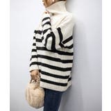 ボーダーニット 韓国 ハイネックトップス | Miniministore | 詳細画像12 