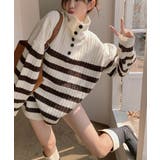 ボーダーニット 韓国 ハイネックトップス | Miniministore | 詳細画像3 