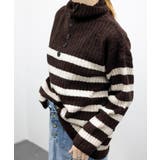 ボーダーニット 韓国 ハイネックトップス | Miniministore | 詳細画像7 