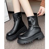 厚底ショートブーツレディースベルトブーツ | Miniministore | 詳細画像3 