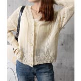 透かし編みニットカーディガンパールボタン | Miniministore | 詳細画像15 