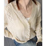 透かし編みニットカーディガンパールボタン | Miniministore | 詳細画像19 